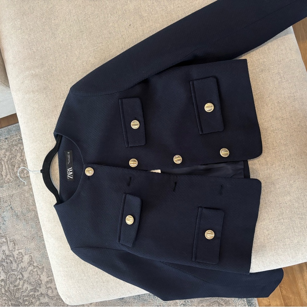 Zara Women's Navy Jacket - Picture 2 of 3